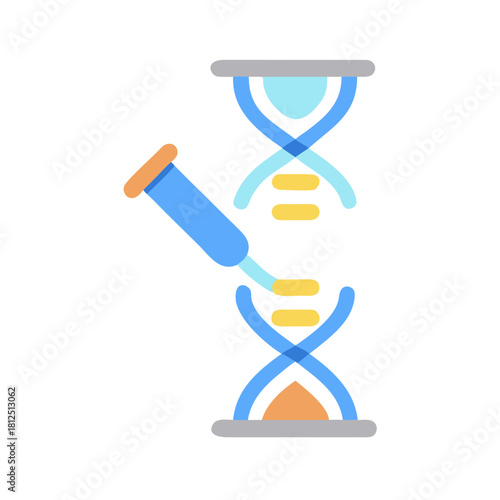 Flat vector illustration showing gene manipulation and medical testing for genetic disorders