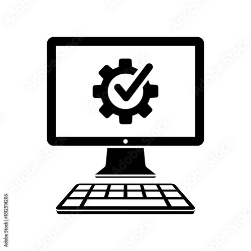 Computer setup flat icon