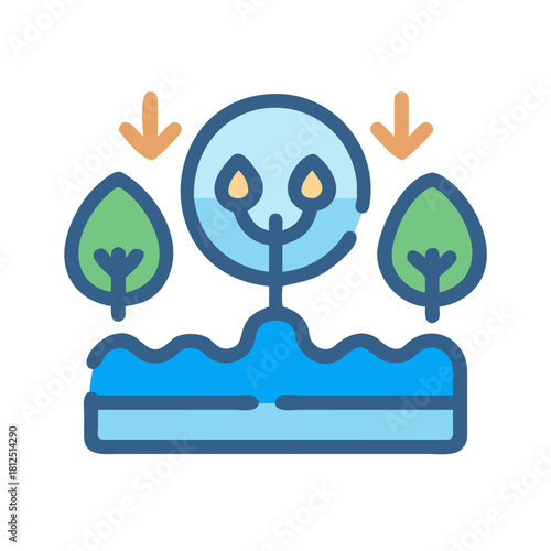 Flat icon design illustration of forest management and sustainable resources concept