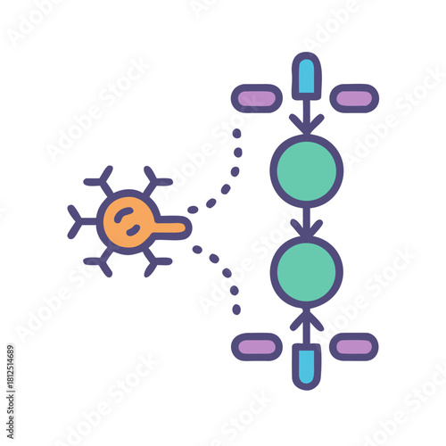Schematic diagram illustrating the process of cell interaction and subsequent molecular events
