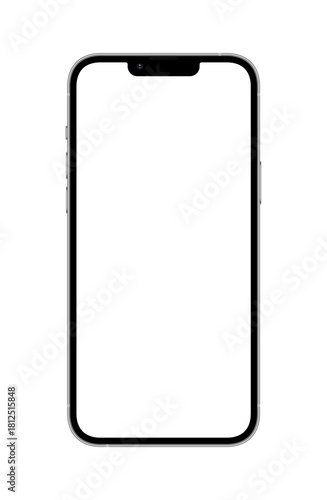Minimal Phone Mockup — Realistic Front View Smartphone with Notch Design on Transparent Background