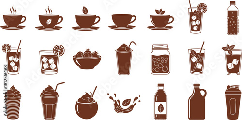 Coffee & Beverage Icons A Diverse Collection of Drink Symbols for Design & Illustration Projects