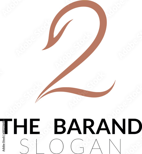 Elegant and modern stylized number 2 design in a reddishbrown hue, accompanied by the barand slogan text