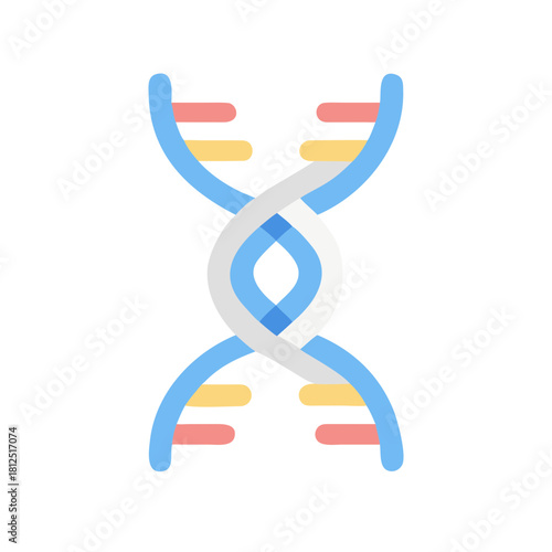 Stylized flat illustration of a DNA double helix on a black background