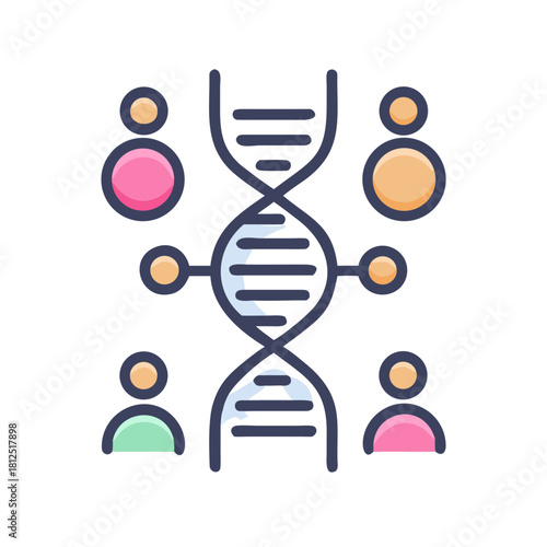 DNA Strand Connecting People Represents Healthcare Innovation and Genetic Research