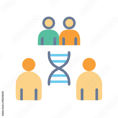 Genetic Relations and Inheritance Icon, Showing Family Kinship, Genes, and Heredity