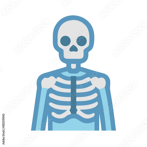 Human skeleton illustration on black background, medical and health concepts