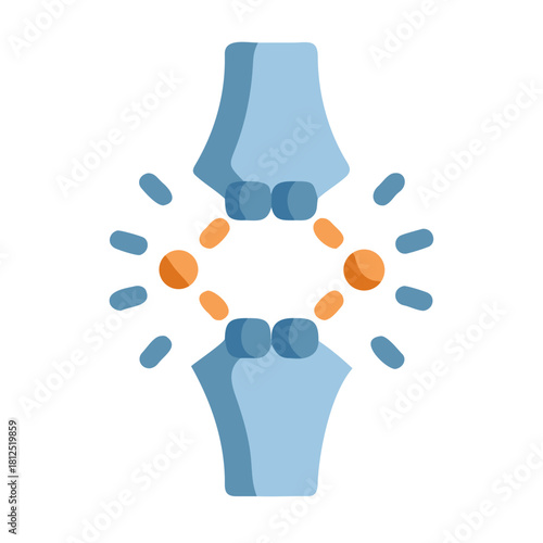 Human joint health graphic showing bone structure and pain in stylized presentation
