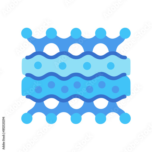 Abstract graphic depicting layered material with circular elements, isolated on black background