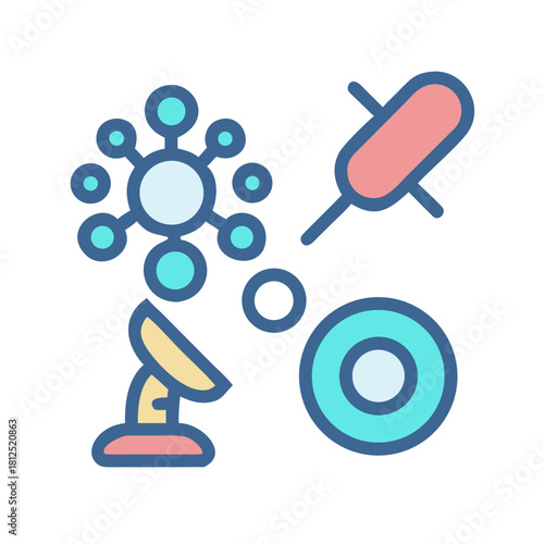 Communication network showing satellite dish and orbital connections on black background