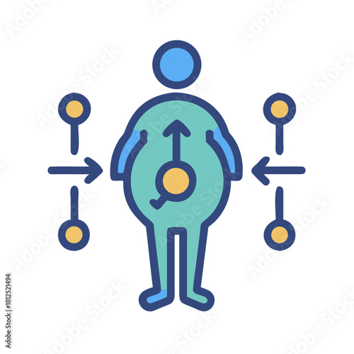 Conceptual illustration of weight loss through external factors on a black background