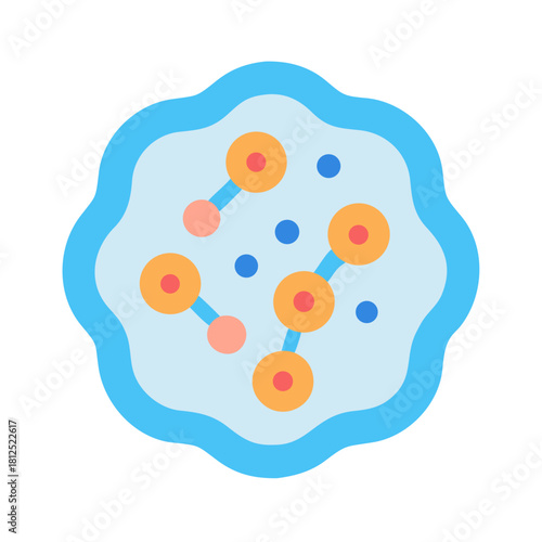 Stylized representation of molecules in a cellular structure, concept illustration for science