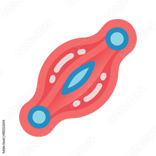 Abstract vector illustration of cellular structure in pink and blue tones against black background