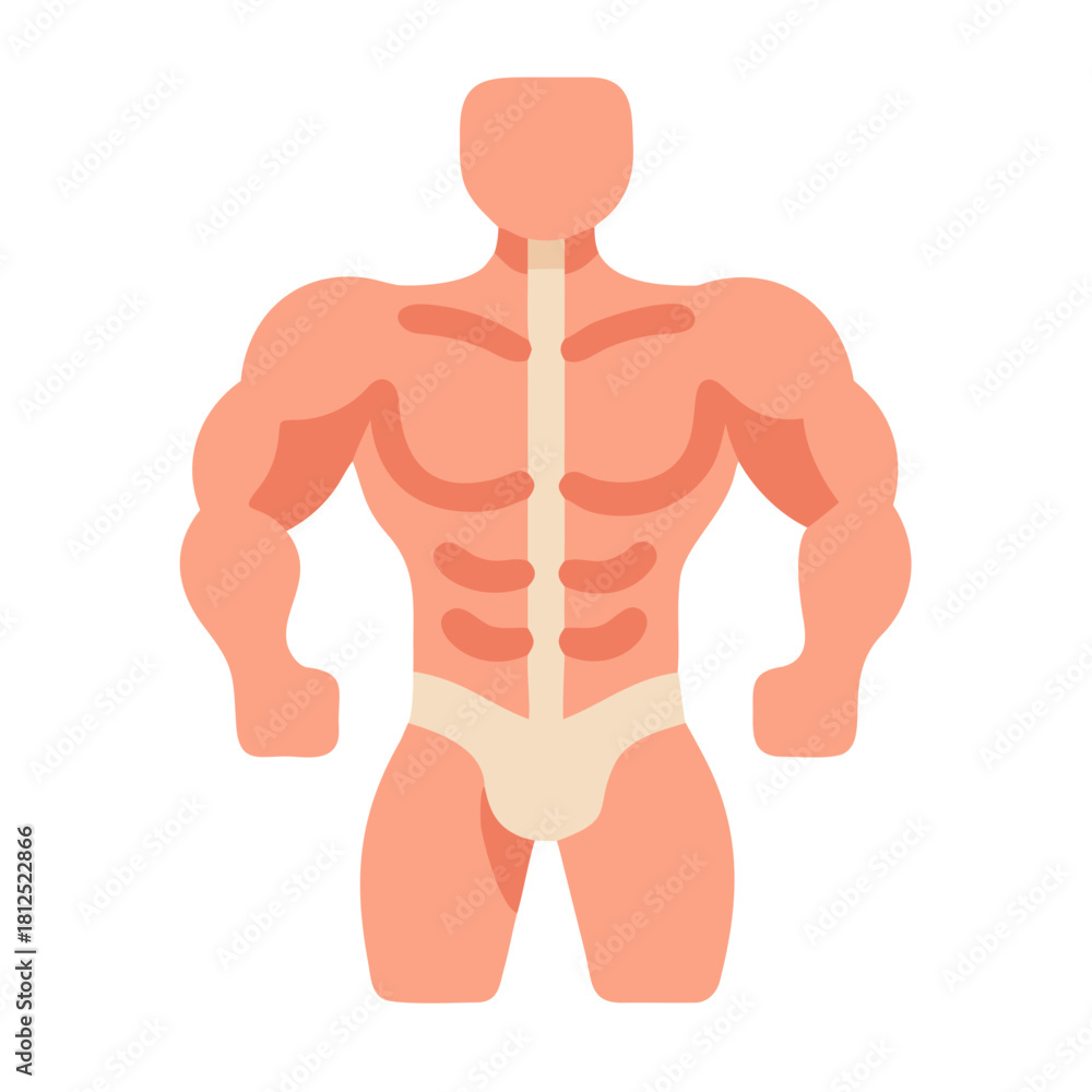 Fototapeta premium Graphic representation of a muscular figure demonstrating strength and fitness, isolated on black