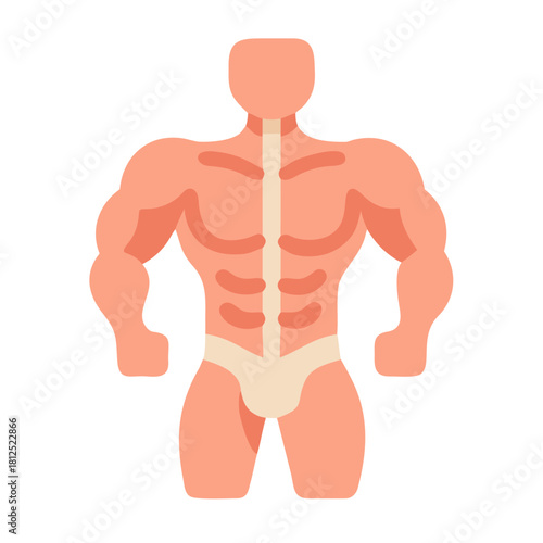 Graphic representation of a muscular figure demonstrating strength and fitness, isolated on black