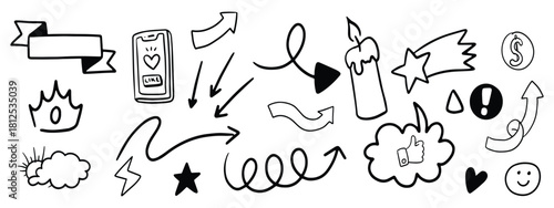 Big set of business icons in doodle style. Vector Illustration can be used in education, bank, It, SaaS, finance, marketing and other business areas.