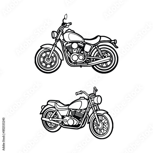 A set of motorbike isolated on white background