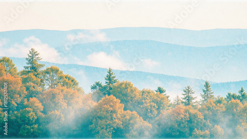 Winter Mountain Landscape – Snowy Forest, Cold Fog, Frosty Peaks, Sunset Light & Icy Nature Scenery in a Serene Winter View