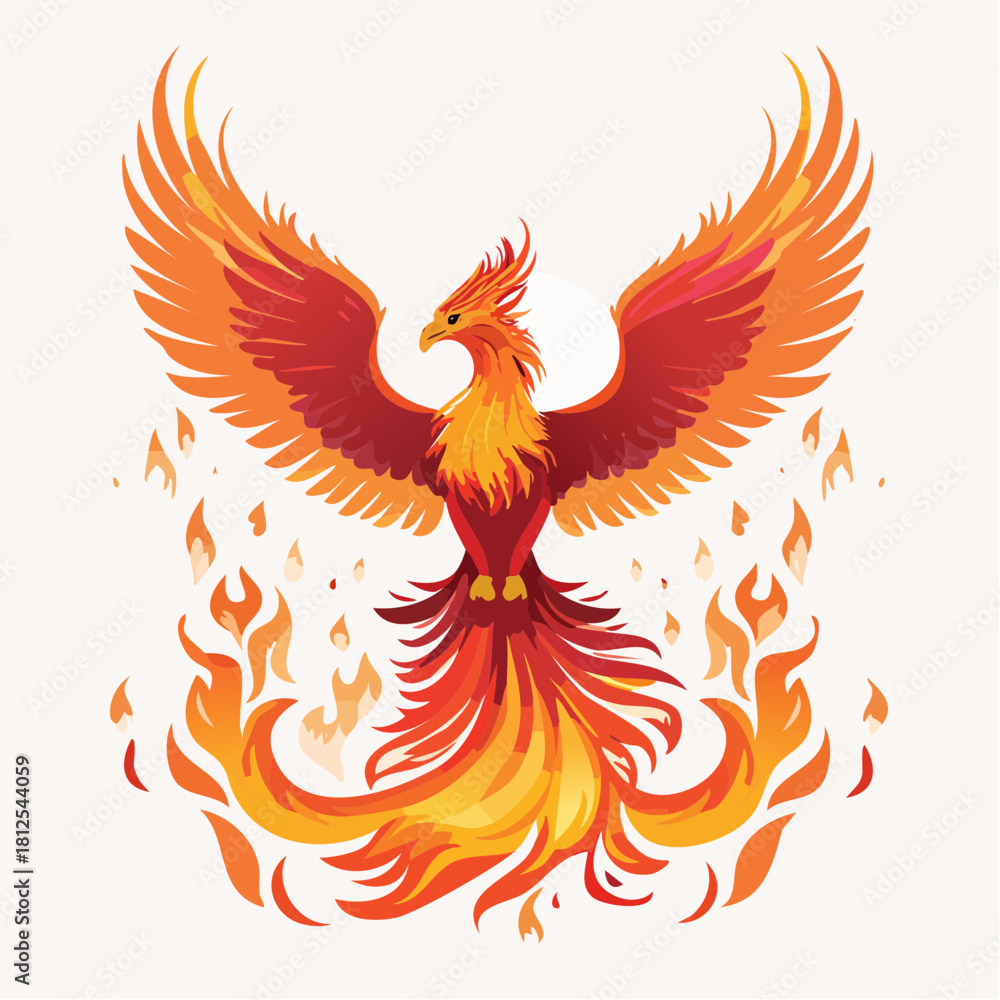 Fototapeta premium Rising Phoenix Bird of Fire – Mythical Flame Bird Illustration