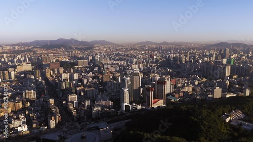 Wallpaper Mural Panoramic Seoul City Skyline With Dense Urban Architecture and Mountains Torontodigital.ca