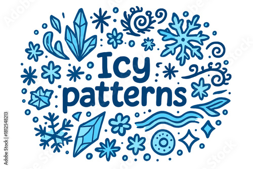 Icy Doodle Wonderland. Icy patterns. Hand-drawn doodle illustration of Icy patterns. crystalline shards, frost