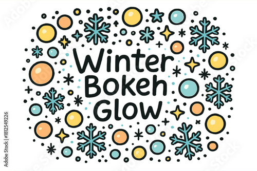 Winter Bokeh Glow. Winter bokeh glow. Hand-drawn doodle illustration of Winter bokeh glow. glowing orbs,