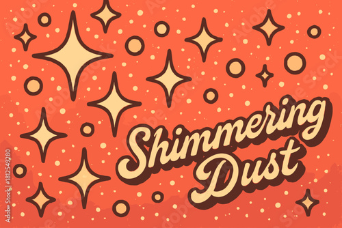 Retro Sparkling Particles. Sparkling dust particles macro. 70s poster vibe, glowing pastel contrast, thick