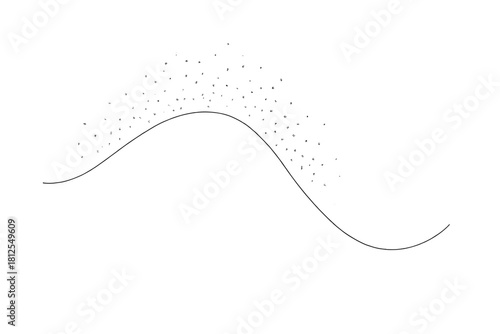 Minimal Winter Elegance. Winter dust shimmer. Minimalistic one-line drawing delicate arcs with fine dot-like