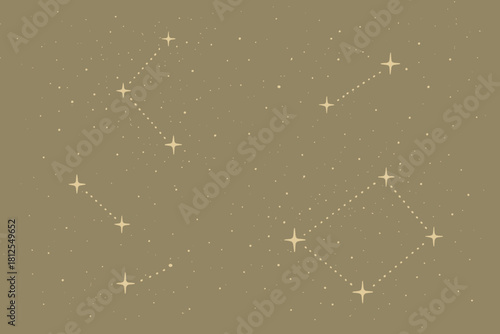 Cosmic Dust Constellations. Cosmic dust macro minimalist flat illustration of tiny star-like particles forming