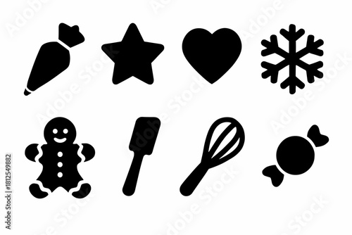Baking Decorations Icons. Baking decorations. Filled icon set of Baking decorations: icing bag, star sprinkle,