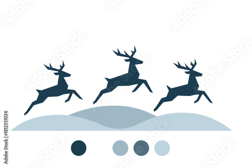 Reindeer Silhouette Horizon. Reindeer Silhouette Horizon. Flat minimalist vector illustration of Reindeer