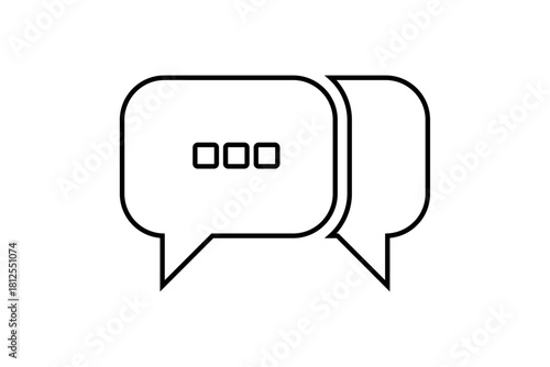 Chat Message Icon – Minimal Speech Bubble Outline with Typing Dots Symbol for Communication, Conversation, Messaging App UI and Customer Support Design
