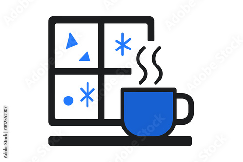 Cozy Window Sip. Cozy Window Sip. Flat minimalist vector illustration of Cozy Window Sip. Geometric cup with