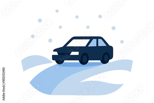 Winter Driveway Illustration. Winter Driveway. Flat minimalist vector illustration of a Winter Driveway. A