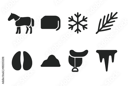 Cold Weather Horse. Cold weather horse. Filled icon set of Cold weather horse: horse, winter blanket,