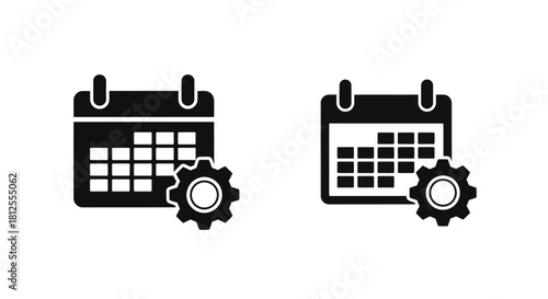 Calendar and gear icons representing scheduling automation and time management