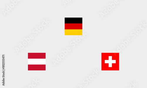 3-er Flaggen Set DACH – Deutschland Österreich Schweiz / Professionelle quadratische Version / Korrekte Farbdarstellung