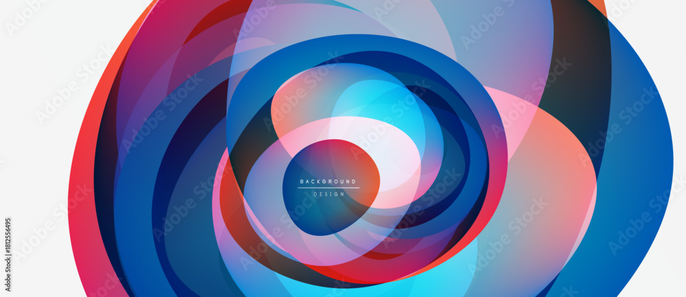 Fototapeta premium Abstract colorful layers create dynamic circular pattern. Modern design evokes movement, energy, visual interest.