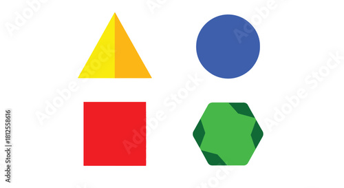 A simple arrangement of basic geometric shapes in different colors