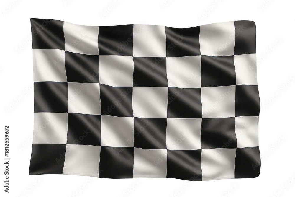 Obraz premium Checkered flag waving, symbolizing successful racing competition, motorsport victory, speed, and winning the grand prix