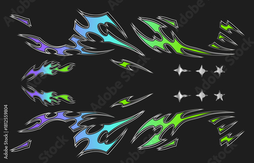 Green and blue tribal livery design for Japan market racing cars