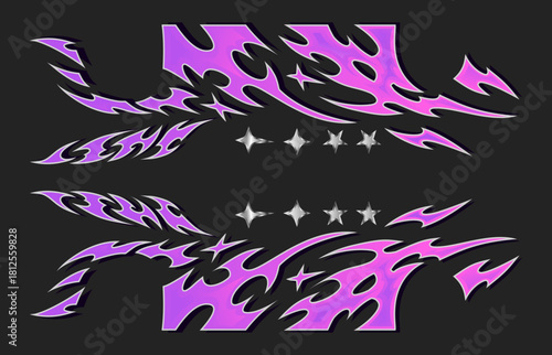 Pink and purple vintage livery design element for drift cars and bike