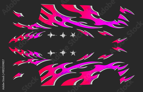 Red and purple tribal racing drift livery element design 