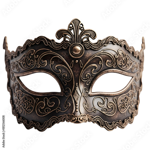 Ornate Venetian mask with intricate details perfect for masquerade balls costume parties and theatrical productions isolated on white