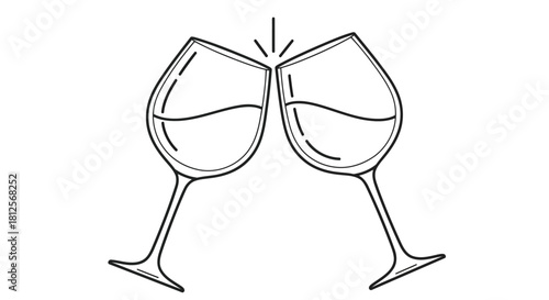 Vector illustration of two wine glasses clinking in a celebratory toast, symbolizing joy and special occasions, isolated on