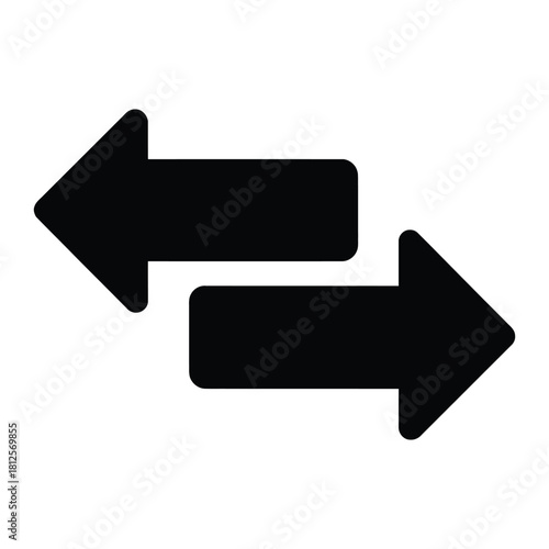 Exchange Arrows Silhouette Icon – Bold Bidirectional Transfer Symbol for Finance & Trading