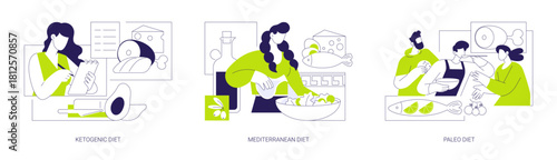Nutrition and dieting isolated cartoon vector illustrations se