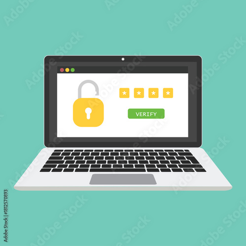 Two steps authentication concept with laptop and smartphone. Verification code by phone. Notification with a security code for secure login or sign