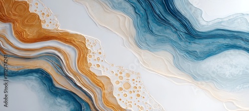 Wallpaper Mural Elegant Abstract Swirls in Liquid Marble Art Featuring Layering, Gold Accents, and Bold Blue Hues Torontodigital.ca
