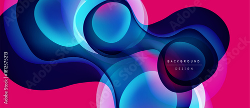 Abstract fluid shapes, vibrant colors blend. Blue, purple, pink create dynamic composition. Modern design element for backgrounds.